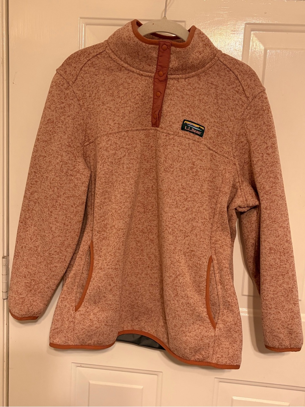 L.L.Bean Women's Sweater Fleece Pullover in a Heathered Pink/Coral Size XL EUC